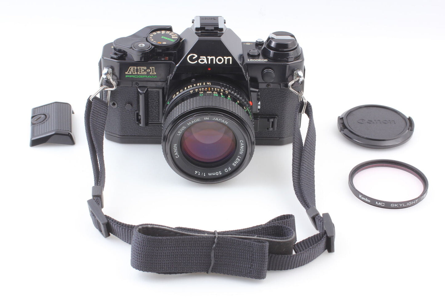 [N MINT] Canon AE-1 Program Black 35mm SLR Film Camera + NEW FD 50mm f/1.4 Lens