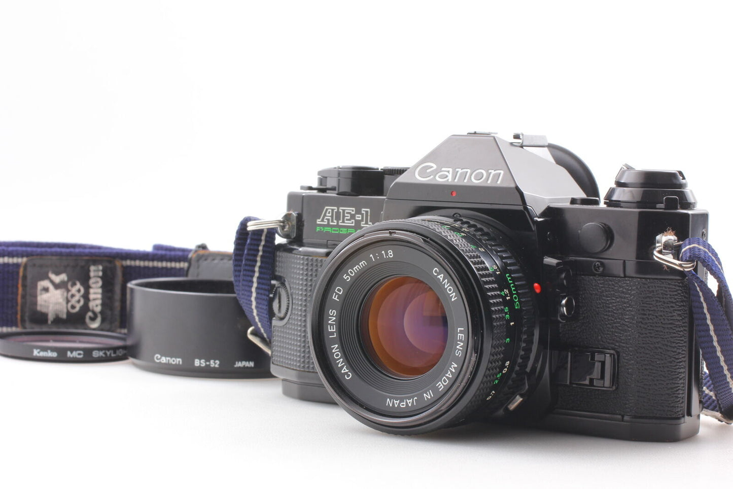 [Near MINT] Canon AE-1 Program Black 35mm SLR Film Camera NEW FD 50mm F/1.8 Lens