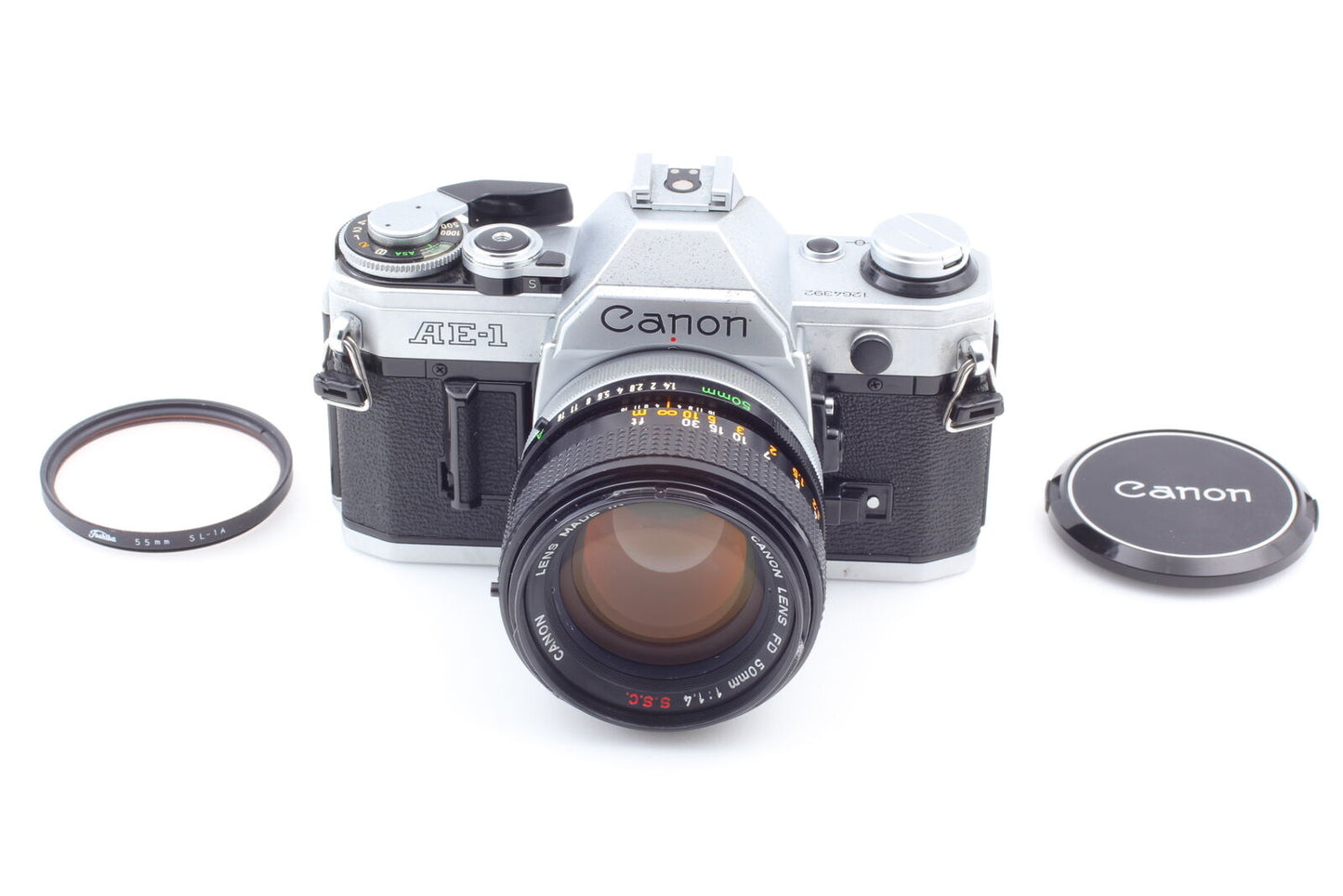 [N MINT] Canon AE-1 Silver SLR 35mm Film Camera FD 50mm f/1.4 s.s.c From JAPAN