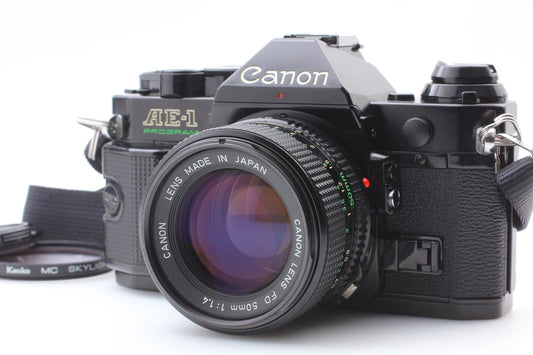 [N MINT] Canon AE-1 Program Black 35mm SLR Film Camera + NEW FD 50mm f/1.4 Lens